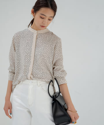 ドットバンドカラーブラウス