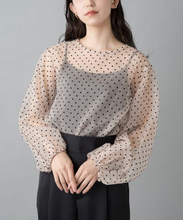 ドットオーガンジーブラウス