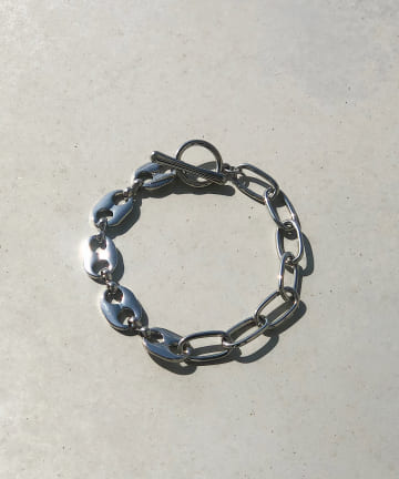 【丸みのあるチェーンがソフトな印象に】MIXチェーンブレスレット