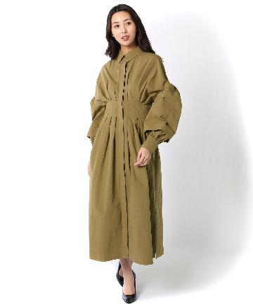 【GHOSPELL】Accent Light Midi Shirt Dress