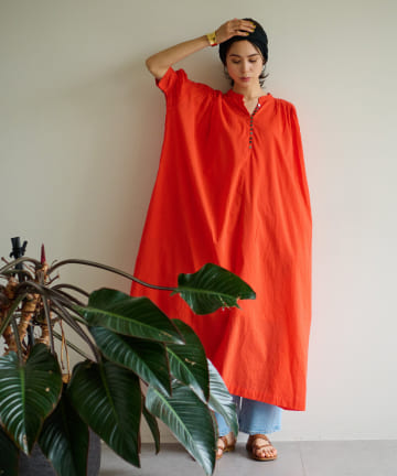 【手洗い可】コットンギャザードレス