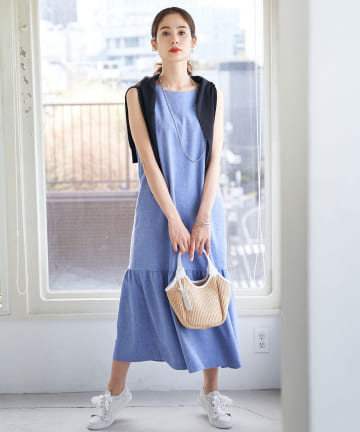 【手洗い可】リネン混ティアードワンピース