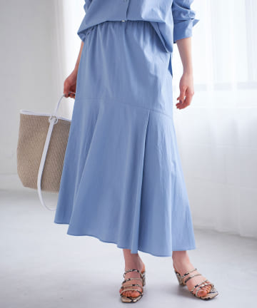 【手洗い可・セットアップ可】リヨセル混バックテールマーメイドスカート