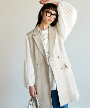 【COZスタイル】リネンダブルブレストジレ