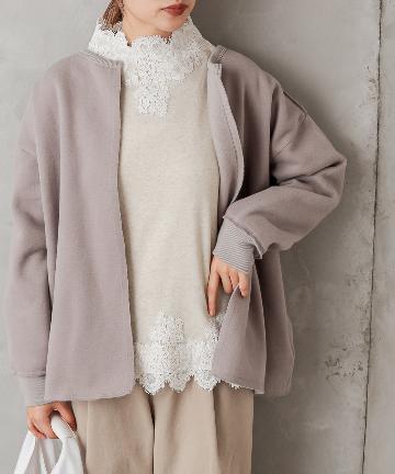 レースハイネックロングスリーブ