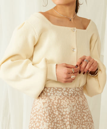 [mline] WEB限定 スクエアネック2WAYリブカーディガン