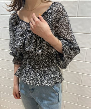 [mline] WEB限定 ウエストシャーリングシアーブラウス