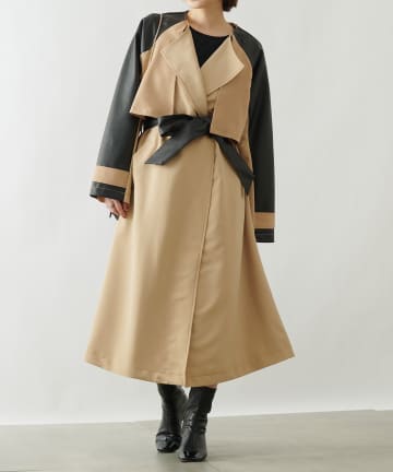 【WEB・一部店舗限定】合皮ドッキングトレンチコート/