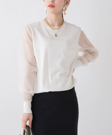 【WEB限定】袖シフォンニット