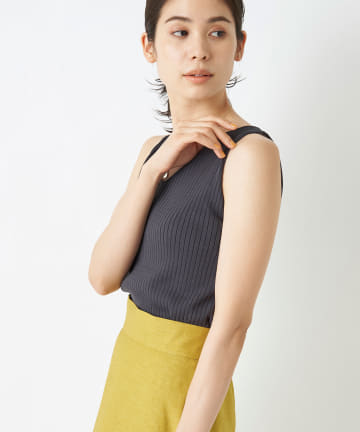 《予約》【手洗い可・接触冷感・UVカット】ワイドリブタンクニット