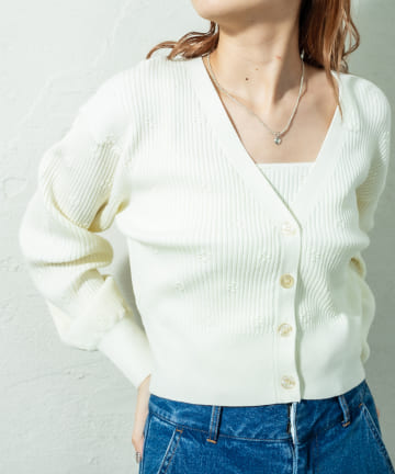 花柄ジャガードキャミソールセットカーディガン