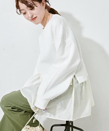 ダンボール裾ペプラムプルオーバー