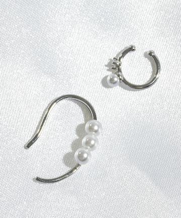 パールキュービックイヤカフ2個SET