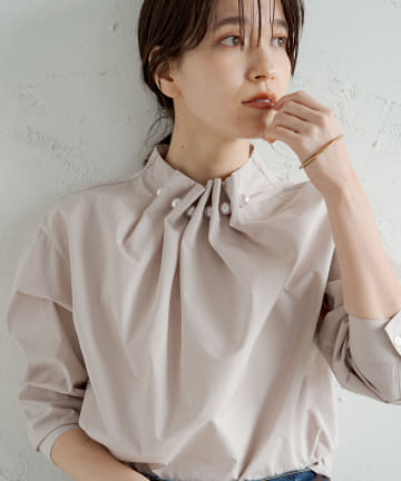 【WEB限定】パールネックブラウス
