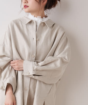 【sustainable】オーガニックコットンハイネックレースプルオーバー