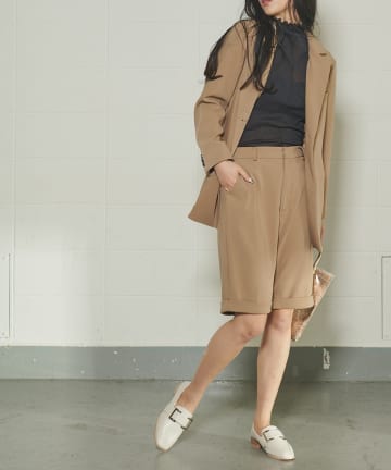 【WEB・一部店舗限定】ロールアップヘムツイルハーフパンツ(セットアップ可)