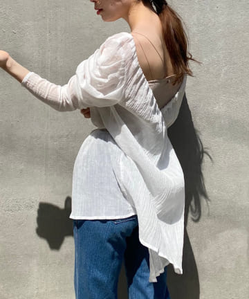 【 ONEME 】 Sheer feeling Tunic Blouse