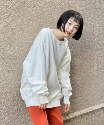 【WHIMSIC】HAND-PROCESSED DAMAGE SWEAT