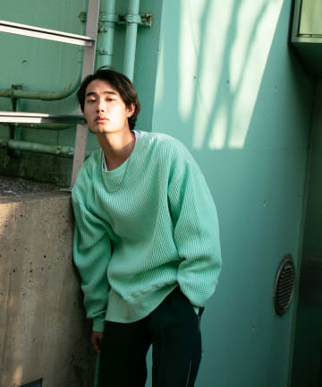 【WHIMSIC】WAFFLE CREWNECK PULLOVER