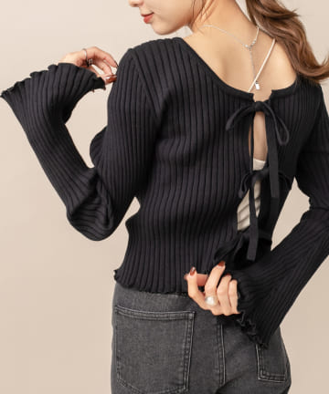 [mline] WEB限定 ワイドリブリボンカーディガン