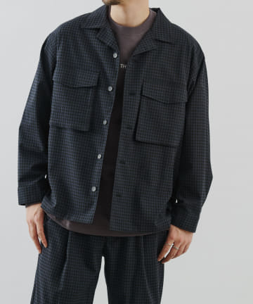 TRストレッチ/チェック柄CPOシャツ(セットアップ可)