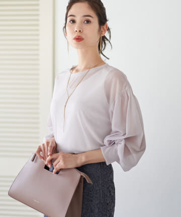 【手洗い可】シアーバルーンスリーブカットソー