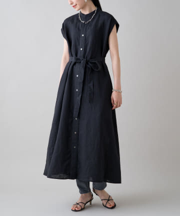 【TICCA/ティッカ】ノーカラーフレンチワンピース