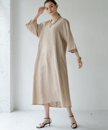 【TICCA/ティッカ】キーネックロングワンピース