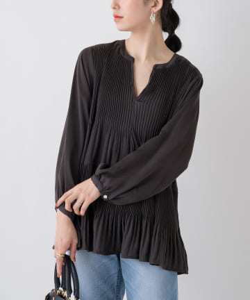 プリーツティアードブラウス