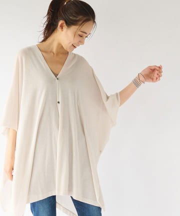 【手洗い可】ポンチョ風カーディガン