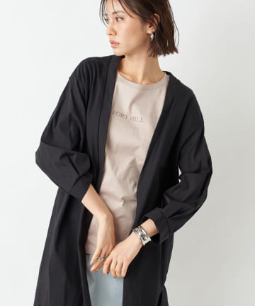 【羽織るだけで様になる】カットソー×布帛ドッキングジャケット