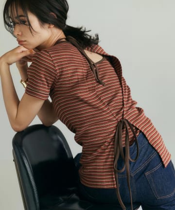 【洗える・セットアップ可・CURRENTAGE】コットンリブジャージーTシャツ