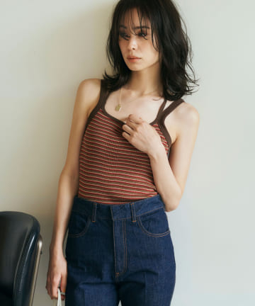 【洗える・セットアップ可・CURRENTAGE】コットンリブジャージーキャミ