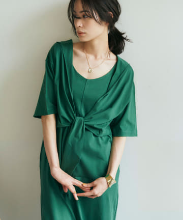 【洗える・CURRENTAGE 】キャミワンピ&バックオープンTシャツ