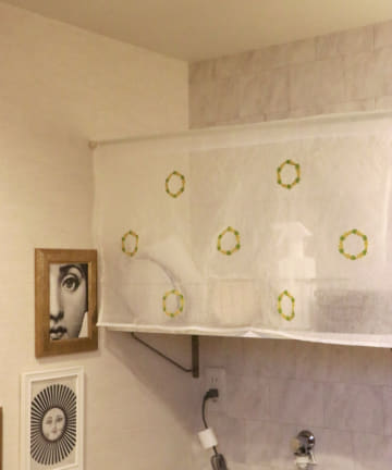 刺繍カフェカーテンフラワー