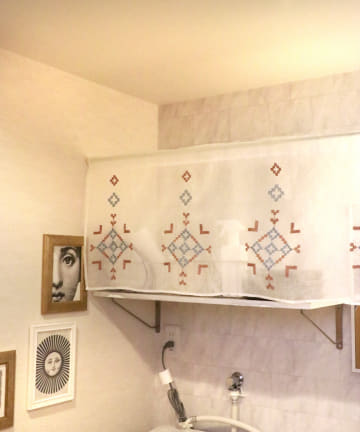 刺繍カフェカーテンネイティブ