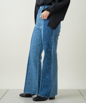 パッチワーク切替デニムパンツ