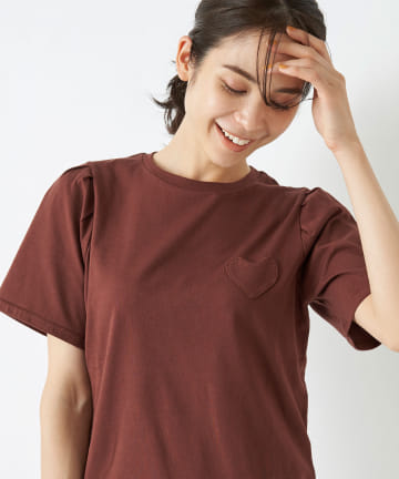 【手洗い可・MUVEIL(ミュベール)】ハートパッチTシャツ