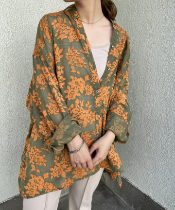 ＊ジャガード透けビッグシャツ