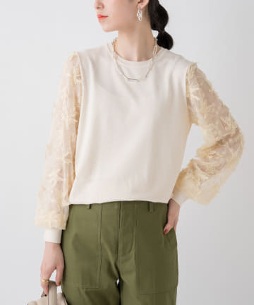 【WEB限定】袖刺繍レースニット