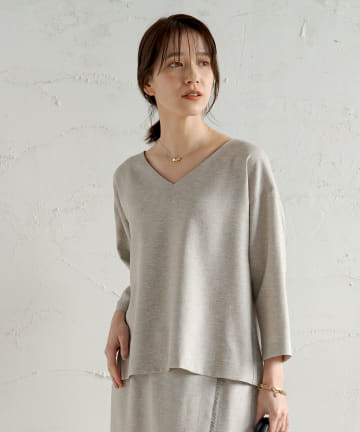 リネンライクVブラウス