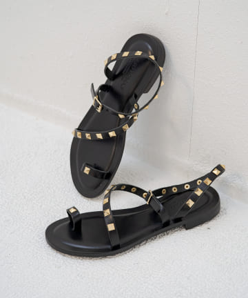 【CORSO ROMA，9/コルソローマ】スタッズフラットサンダル