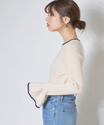 natural couture(ナチュラルクチュール) 【WEB限定】プチプラフリル袖ニット