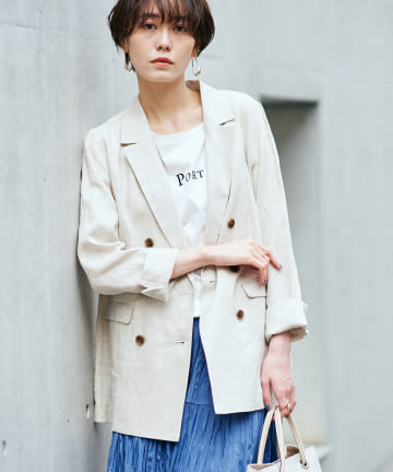 【《羽織るだけでサマになる》手洗い可】麻ダブルジャケット