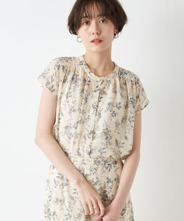 【華奢見えが叶う】フラワープリント2wayフレンチブラウス