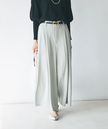 【手洗い可・名品】ベルト付ワイドパンツ