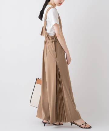 【Lallia Mu】WEB限定 アコーディオンプリーツサロペット