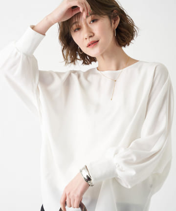 【《抜け感が出るシルエット》手洗い可】袖リブドルマンブラウス