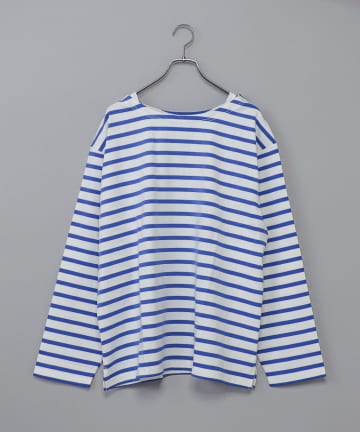 ボートネックボーダーオーバーサイズTシャツ