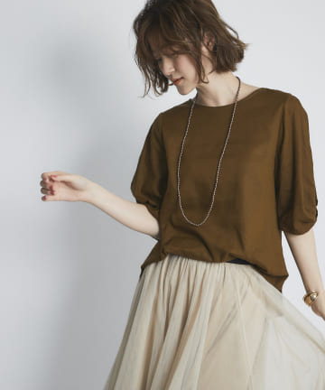 【これからの季節に丁度良い】リネン混タックスリーブブラウス